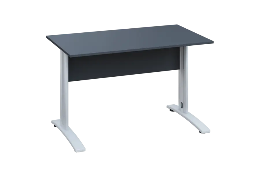 EPK 27 - 12 stůl kancelářský, kovová podnož bílá, deska 25 mm, široký 1200 mm, antracit